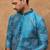 Men blue silk blend geometric printed straight kurta
