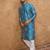 Men blue silk blend geometric printed straight kurta