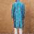 Men blue silk blend geometric printed straight kurta