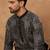 Men black silk blend geometric printed straight kurta