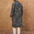 Men black silk blend geometric printed straight kurta