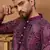 Men purple silk blend geometric printed straight kurta