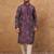 Men purple silk blend geometric printed straight kurta