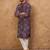 Men purple silk blend geometric printed straight kurta