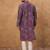Men purple silk blend geometric printed straight kurta