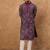 Men purple silk blend geometric printed straight kurta