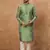Men green silk blend geometric printed straight kurta