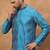 Men blue silk blend geometric printed straight kurta