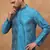 Men blue silk blend geometric printed straight kurta