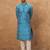 Men blue silk blend geometric printed straight kurta