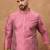 Men pink silk blend geometric printed straight kurta