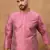 Men pink silk blend geometric printed straight kurta
