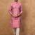 Men pink silk blend geometric printed straight kurta