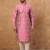 Men pink silk blend geometric printed straight kurta