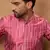 Men pink silk blend geometric printed straight kurta