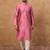 Men pink silk blend geometric printed straight kurta