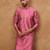 Men pink silk blend geometric printed straight kurta