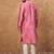 Men pink silk blend geometric printed straight kurta