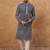 Men blue viscose rayon shibori embroidered straight kurta