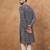 Men blue viscose rayon shibori embroidered straight kurta