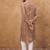 Men brown viscose rayon solid embroidered straight kurta