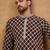 Men brown viscose rayon solid embroidered straight kurta