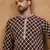 Men brown viscose rayon solid embroidered straight kurta