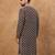 Men brown viscose rayon solid embroidered straight kurta