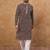 Men brown viscose rayon solid embroidered straight kurta