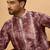 Men burgundy silk blend shibori embroidered straight kurta