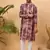 Men burgundy silk blend shibori embroidered straight kurta