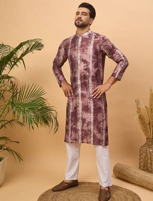 Men burgundy silk blend shibori embroidered straight kurta 3