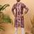 Men burgundy silk blend shibori embroidered straight kurta