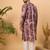 Men burgundy silk blend shibori embroidered straight kurta