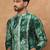 Men green silk blend shibori embroidered straight kurta