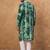 Men green silk blend shibori embroidered straight kurta
