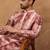 Men brown silk blend shibori embroidered straight kurta