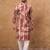 Men brown silk blend shibori embroidered straight kurta