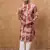 Men brown silk blend shibori embroidered straight kurta