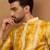 Men yellow silk blend shibori embroidered straight kurta
