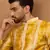 Men yellow silk blend shibori embroidered straight kurta