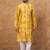 Men yellow silk blend shibori embroidered straight kurta