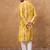 Men yellow silk blend shibori embroidered straight kurta