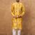 Men yellow silk blend shibori embroidered straight kurta