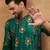 Men teal viscose rayon ethnic motifs printed straight kurta