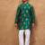 Men teal viscose rayon ethnic motifs printed straight kurta