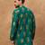 Men teal viscose rayon ethnic motifs printed straight kurta