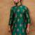 Men teal viscose rayon ethnic motifs printed straight kurta