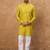 Men yellow viscose rayon ethnic motifs printed straight kurta