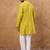 Men yellow viscose rayon ethnic motifs printed straight kurta